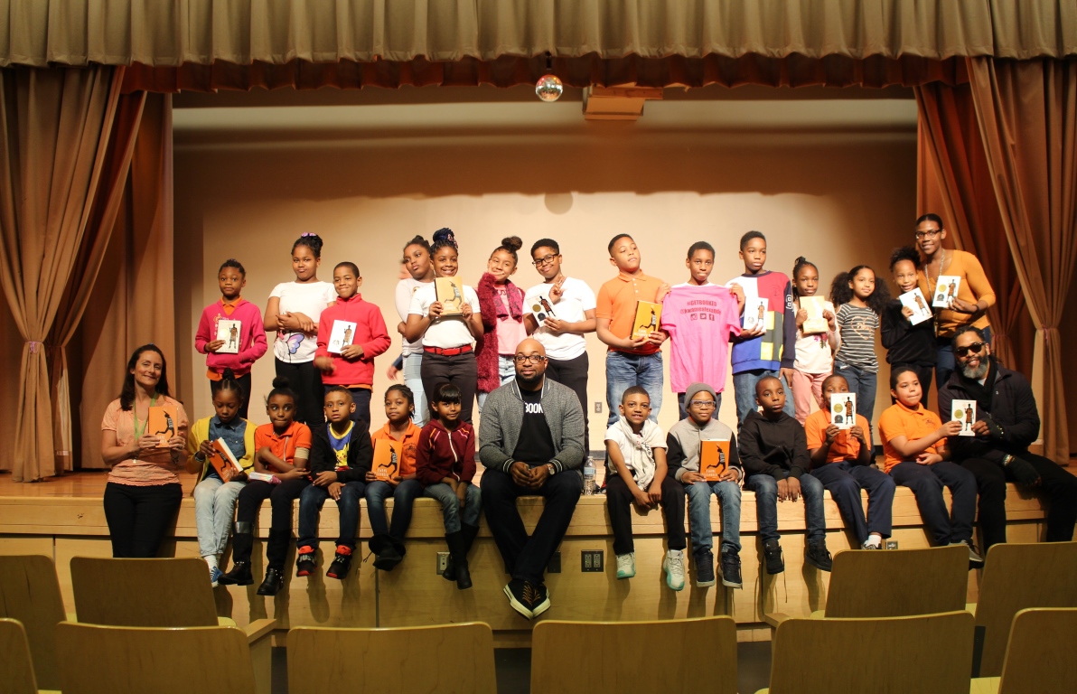 Kwame Alexander and the kids at PS 48 in Queens.