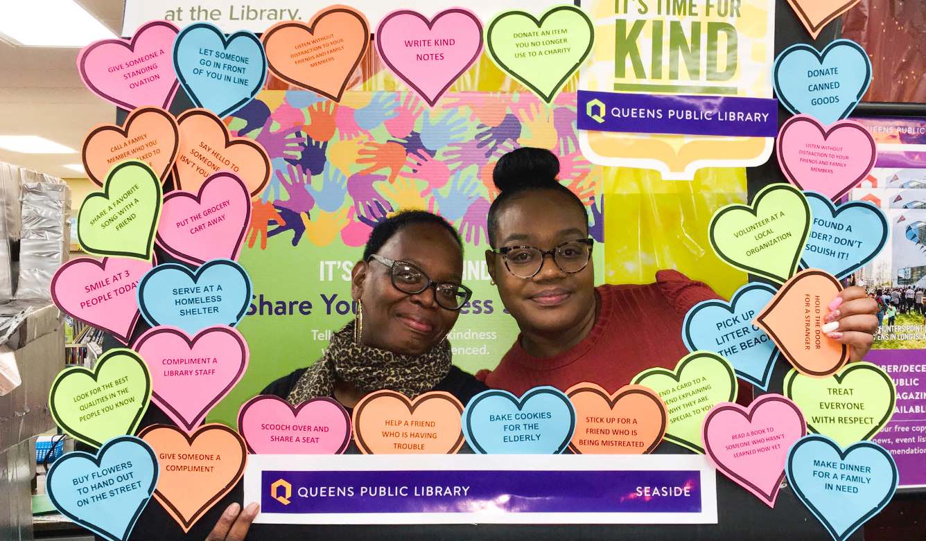 Taking a Kindness Selfie at Seaside Library.