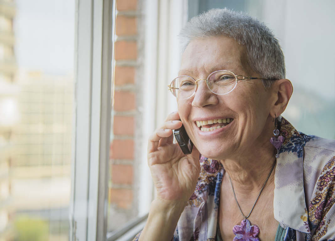 Older adult on the phone 