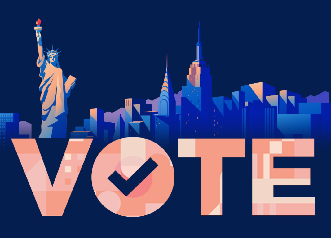 New York skyline with Vote written across it 